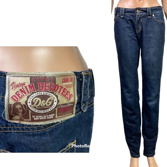 Dolce & Gabbana Y2K Wonder Vintage Denim Devotees skinny  zipper slit jeans 30 - Picture 1 of 13